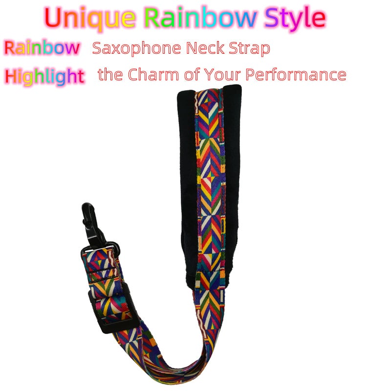 Xinlinke Saxophone Neck Strap Soft Padded Rainbow Braided Pattern for Alto Baritone Soprano Sax - Image 2